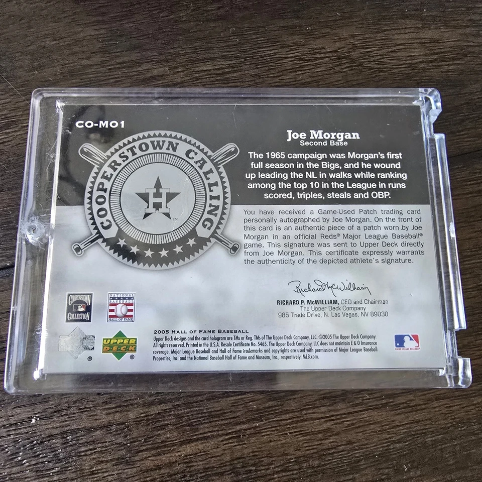 Cooperstown Calling 2005 auto Joe Morgan Astros parche CO-MO1 ¡autógrafo 08/10! Foto 2 de 3
