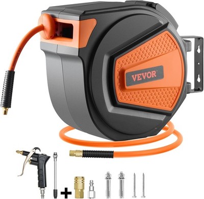 VEVOR Retractable Air Hose Reel, 3/8IN x 65FT Hybrid x 65FT, Orange 