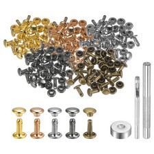 100 Sets Leather Rivets 6mm x 8mm with 3 Setter Tools for DIY, Multi Colors