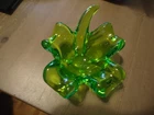 New ListingVintage Murano Green Four Leaf Clover Art Glass bowl/Dish Glows 7" x 6" x 3"