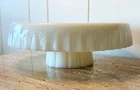 Vintage Skirted Milk Glass Pedestal Cake Stand Chip Dip Fruit Platter