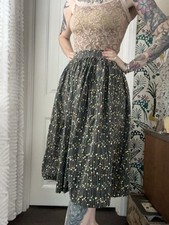 Vtg 1940/50s Abstract Atomic Novelty Print Circle Full Patio Skirt Pin Up 24  25