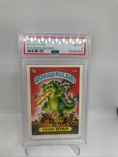 PSA 8 NM 1985 OS2 Garbage Pail Kids 54a FRYIN' RYAN ** GLOSSY PSA 8 Sticker Card