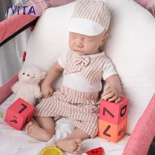 IVITA 17'' Eyes Closed Baby Boy Full Silicone Newborn Sleeping Infant Doll