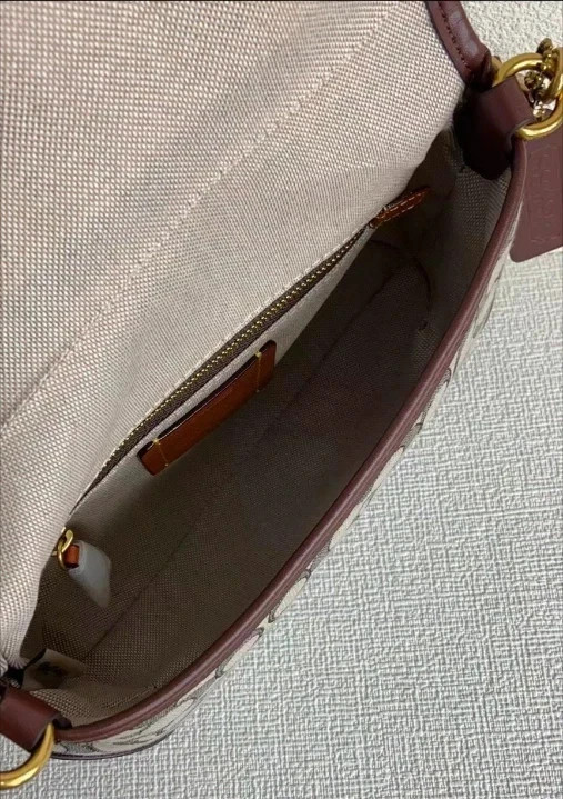 Coach Leather Soho Bag Signature Jacquard Shoulder Bag Brass/Oak Maple CJ814 NWT