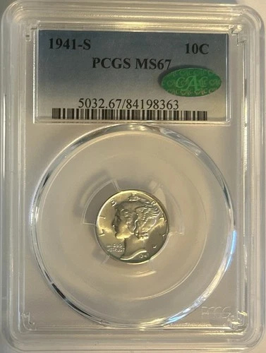 1941-S 10C Mercury Dime MS67 PCGS Certified