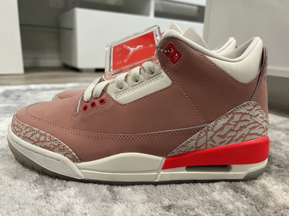 W Air Jordan 3 Retro Rosa Óxido Talla 7 Mujer’s Vela Blanco Carmesí CK9246-600 Foto 2 de 4