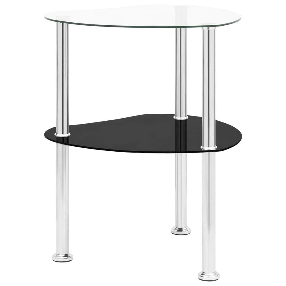 Mesa Auxiliar de 2Niveles Vidrio Transparente Soporte Salon Multimodelo vidaXL - Imagen 3 de 4
