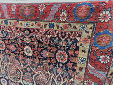 Auth: Antique Heriz Rug RARE MYSTICAL ART Blue 4x5 NR