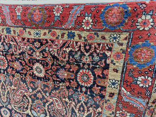 Auth: Antique Heriz Rug RARE MYSTICAL ART Blue 4x5 NR