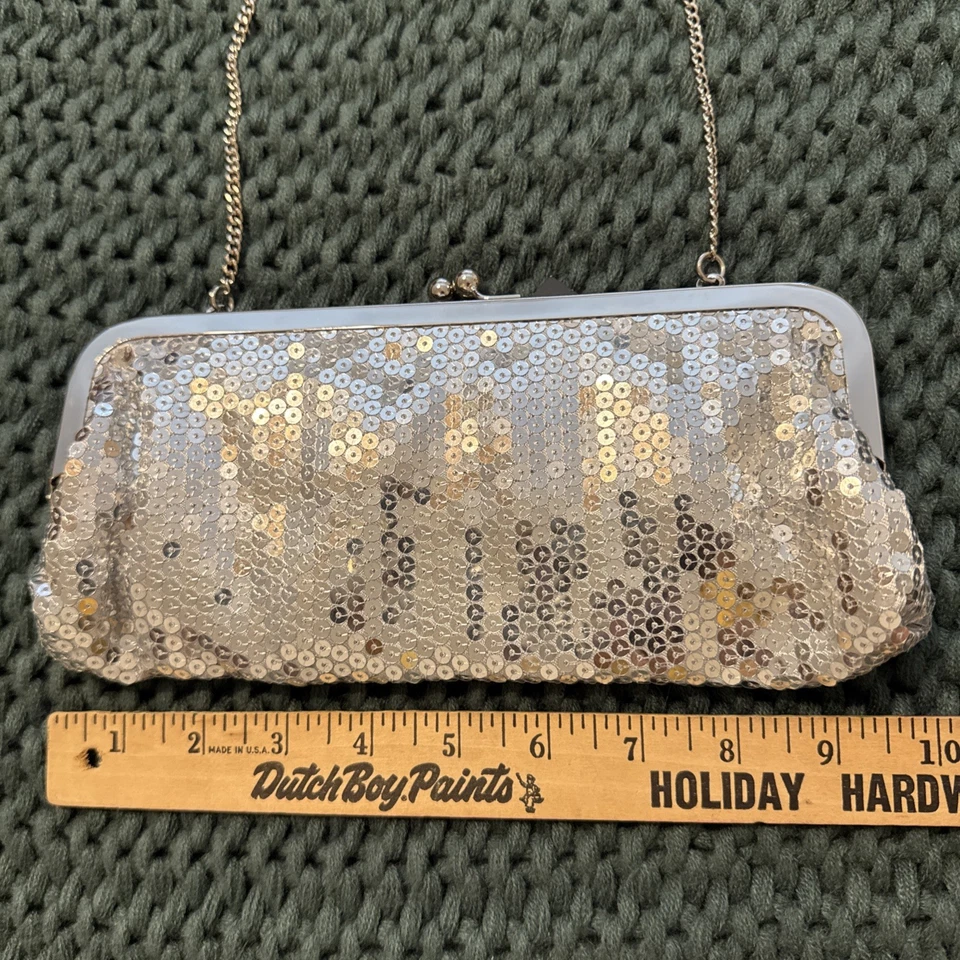 Ann Taylor LOFT женщин Silvertone блестками Snap и цепочка застежки сумочки с Ярлыками - Изображение 3 из 4