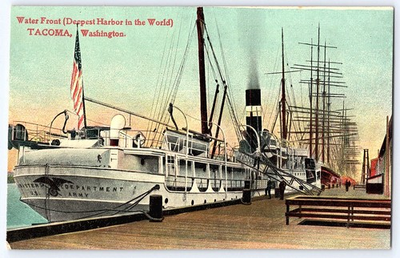 #ad Water Front Deepest Harbor in the World Tacoma Washington Divided Back $2.25