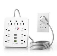 Power Outlet with Surge Protector, 9 sockets 3 USB Ports, 5ft Extension Cord