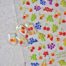 Fruit Nail Art Stickers Summer Colorful Nail Stickers 5D Embossed Cute Manicu...