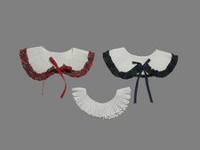 Vintage Retro Collar Lot 3pc Peter Pan Schoolgirl with Plaid Trim Ruff Style
