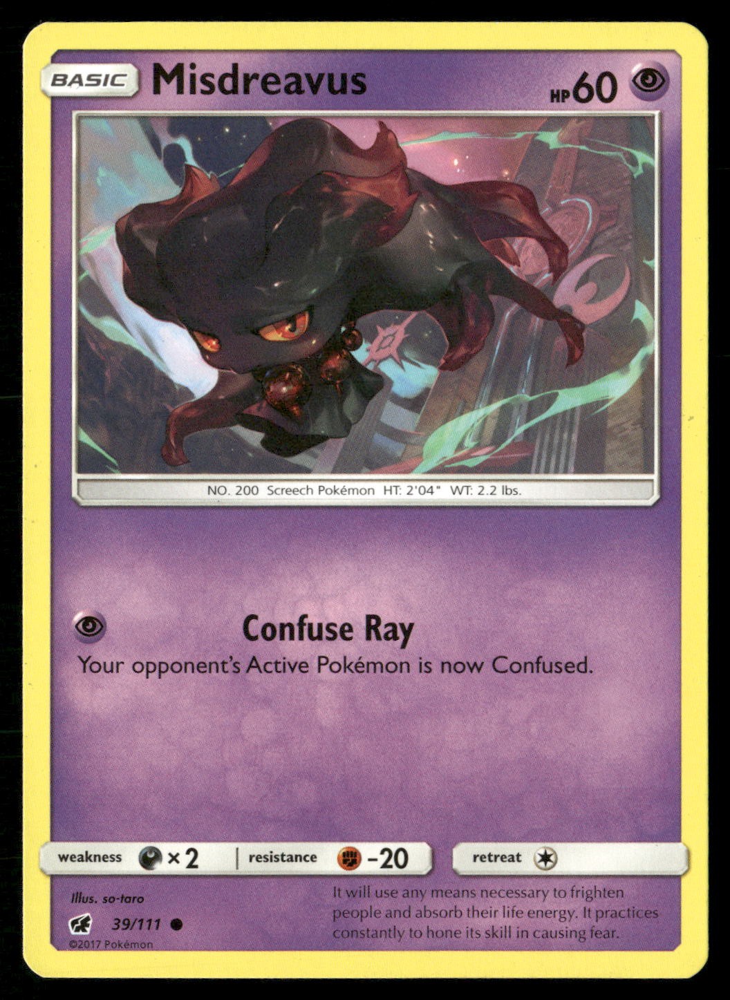 Misdreavus 39/111 Common Crimson Invasion Pokemon Moderately Played