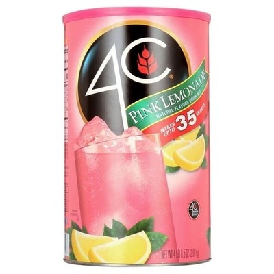 4C 35 Qt Powdered Soft Drink Mix Pink Lemonade, 72.5 oz, Single Pack Canister