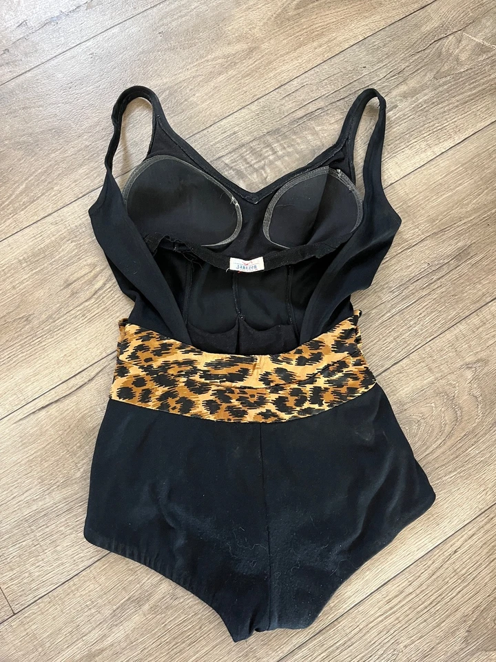 VTG Jantzen Women's 60s Black Leopard Print One Piece Bathingsuit Size 14 - Image 2 of 4