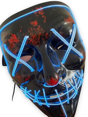 Halloween Light Up LED Mask CREEPY Clubbing Costume Rave Cosplay Purge 3 Modes