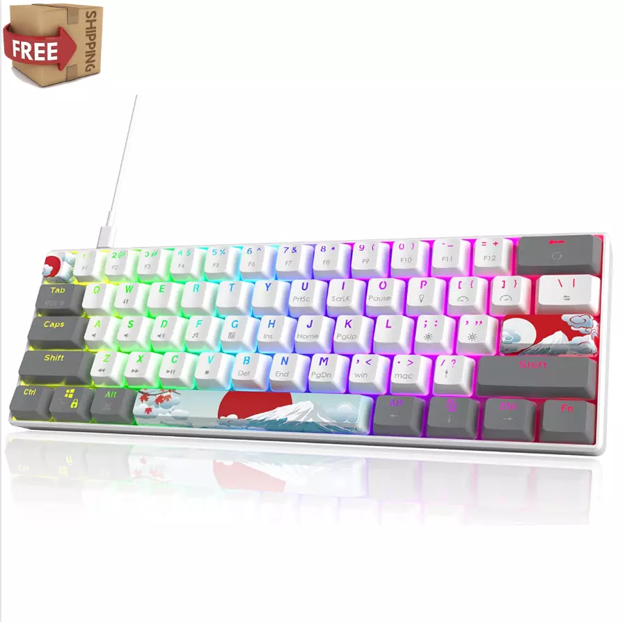 Teclado Mecanico 60 Percent Keyboard Mechanical with Backlit Keycaps  Mac/Windows