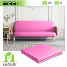 Deep Pink Queen Size Slipcovers Couch Sofa Protector Armless Stretch Futon Cover