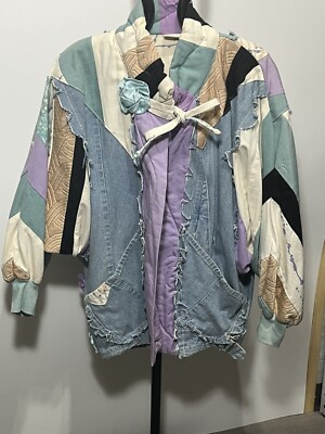 Artsy Jacket  Artist Susan Rene Statement Canvas & Denim Retro Chic Boho Vintage