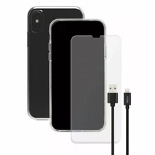 MFI Certified SKECH Glass Back Case Charger Cable Wire for iPhone XS X 1m Black