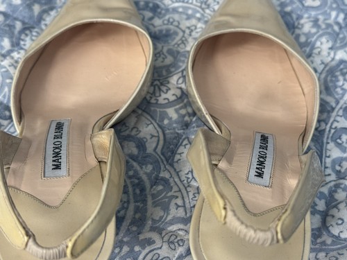 Manolo Blahnik Women's Beige Carolyne Slingback Sandal Shoe Size EU 39 - Picture 4 of 11