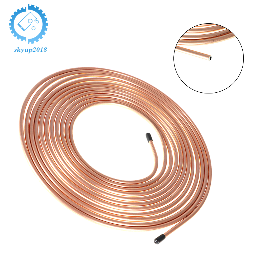 25 Ft 1/4 inch Brake Line Tubing Copper-Plated Pipe Coil w/o 16pcs