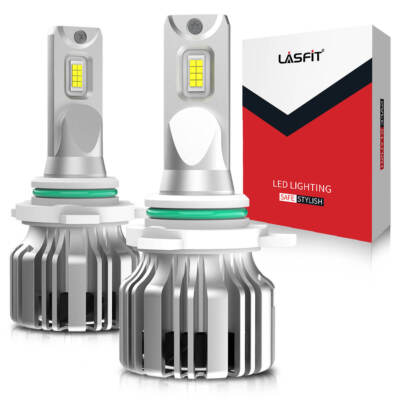 Pair of LASFIT 9012 HIR2 LED Headlight Bulb Kit Hi Lo Dual Beam 50W 5000LM 6000K