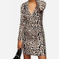 TOPSHOP LEOPARD PRINT MINI BODYCON DRESS NEW