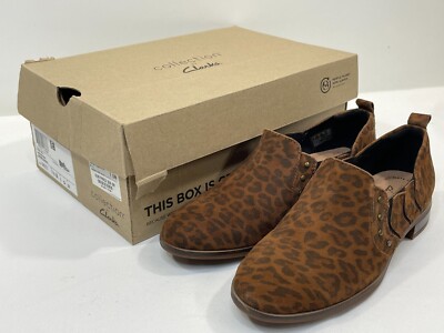 Collection Clarks Shoes Womens Trish Bell Animal Leopard Print Loafer  Suede