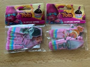 24 Deko Picker Disney Trolls Motiv Pink Lila Muffins Cupcakes Kindergeburtstag