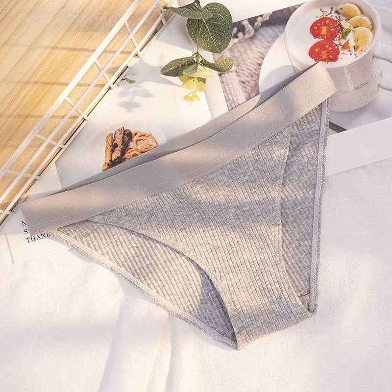 Women Comfortable Cotton Solid Underwear Sexy Underpants High-Elastic - Image 2 of 4