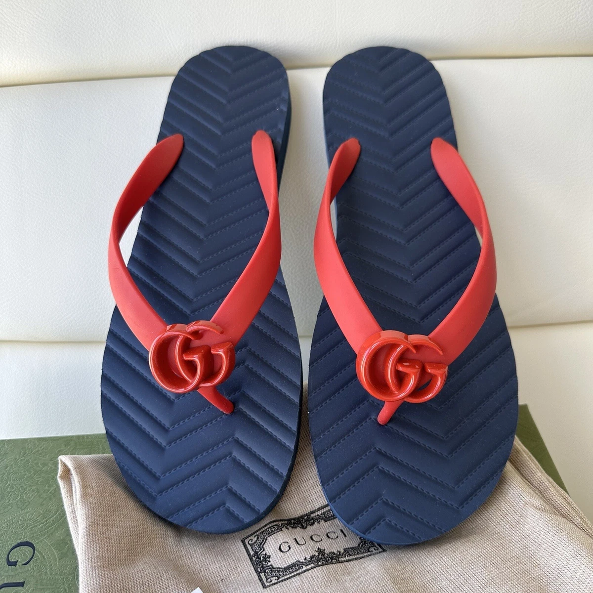 Gucci - Boys Blue GG Logo Rubber Sandals