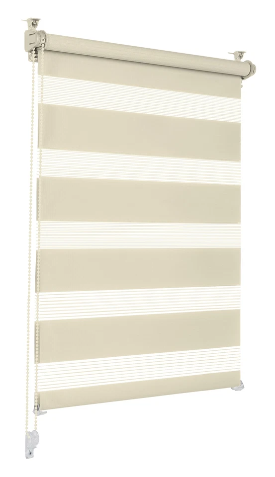 Doppelrollo creme 95x130cm Klemmrollo ohne Bohren Zebrarollo Seitenzugrollo TOP - Bild 1 von 1