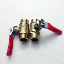Brass Male BSP Ball 2pcs Ports 1/4" Connection Pipe Air Valve Full Thread