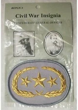 CIVIL WAR CONFEDERATE GENERAL INSIGNIA OFFICER PATCH