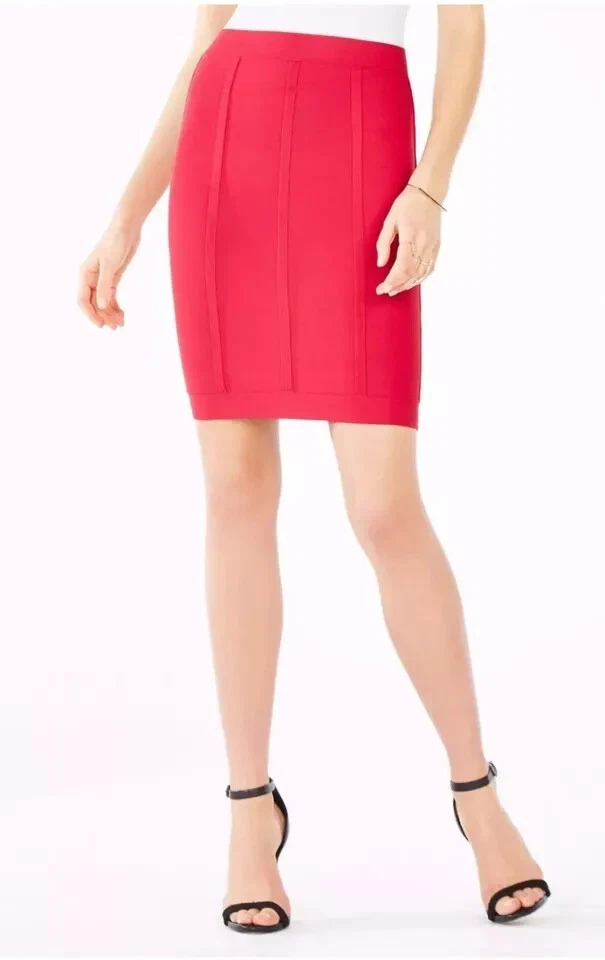 Falda elástica lápiz ceñida al cuerpo con vendaje rojo Nita para mujer Bcbg Max Azria XS $198 Foto 4 de 4