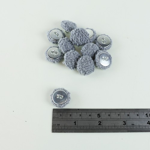 100% Wool Grey Mustard Boucle Upholstery Furnishing Loop Back Buttons 17mm 21mm - Picture 4 of 5