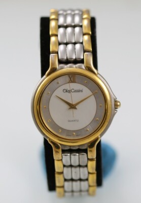 Oleg Cassini Herren Uhr Silber Gold Edelstahl WR Batterie Weiß Quarz