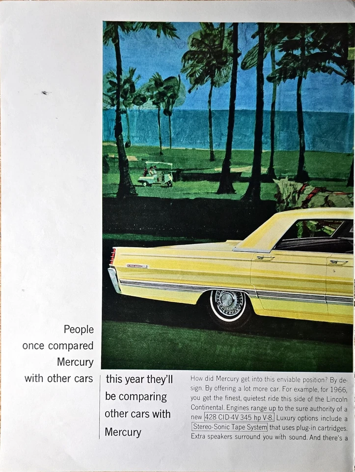 Mercury Yellow Lincoln continential Tradition 2 page Relaxing 1965 Vintage print - Image 3 of 3