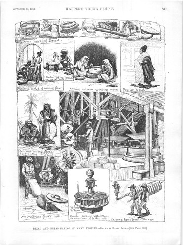 BREAD AND BREAD MAKING OF MANY PEOPLE.VTG 1891 HARPER'S 11" x 8" ENGRAVING PRINT