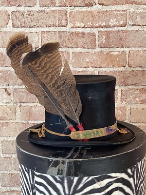 Designer black/grey beaver fur hat with feathers and velvet detailing. Linda Campisano | Accessories | Designer Blackgrey Beaver  main image 4