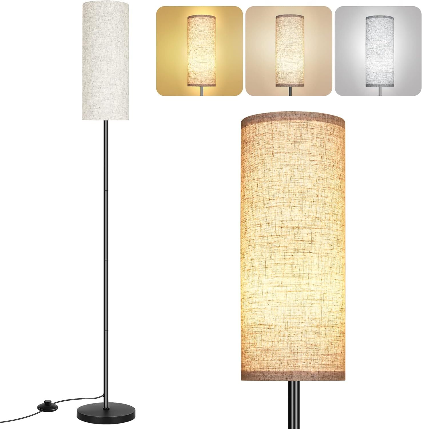 Modern Minimalist Floor Lamp with Lampshade for Living Room-image