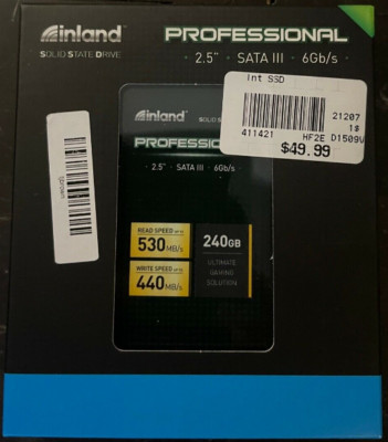 Inland Professional 240GB SSD 3D TLC NAND SATA III 6GB/s 2.5'' NEW SEALED