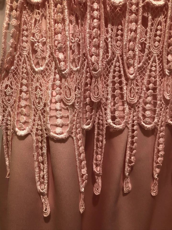 Vestido de Noche De Colección Lillie Rubin Farinae Colecciones Talla 6 Rosa Guipur Encaje Foto 3 de 4