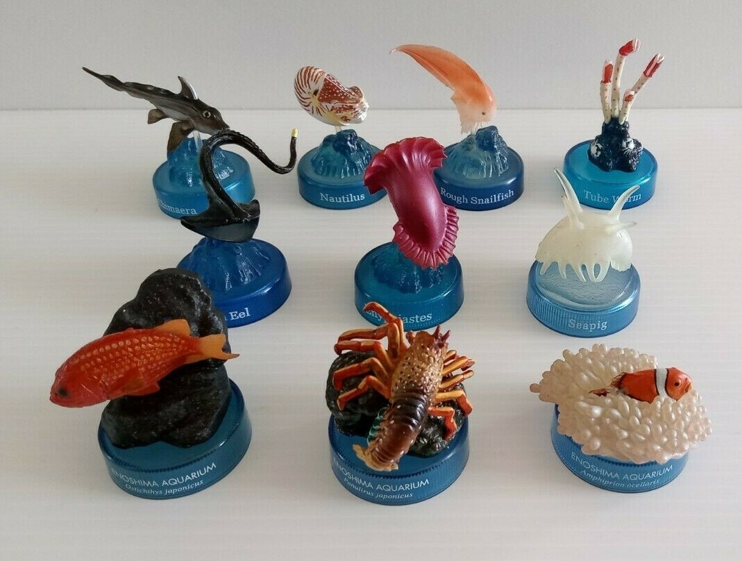 カオヨリナカミ Kaiyodo Deep Sea Odyssey + Enoshima Aquarium Bottle Cap Set of 10