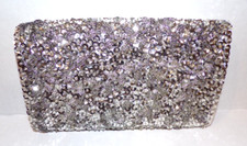 VTG 60s Beaded Clutch Silver Glass Seed Sequin Evening Cocktail Wedding Purse