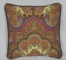 Corded Accent Pillow made w Ralph Lauren Emerson Brown Paisley Cotton Fabric 12"